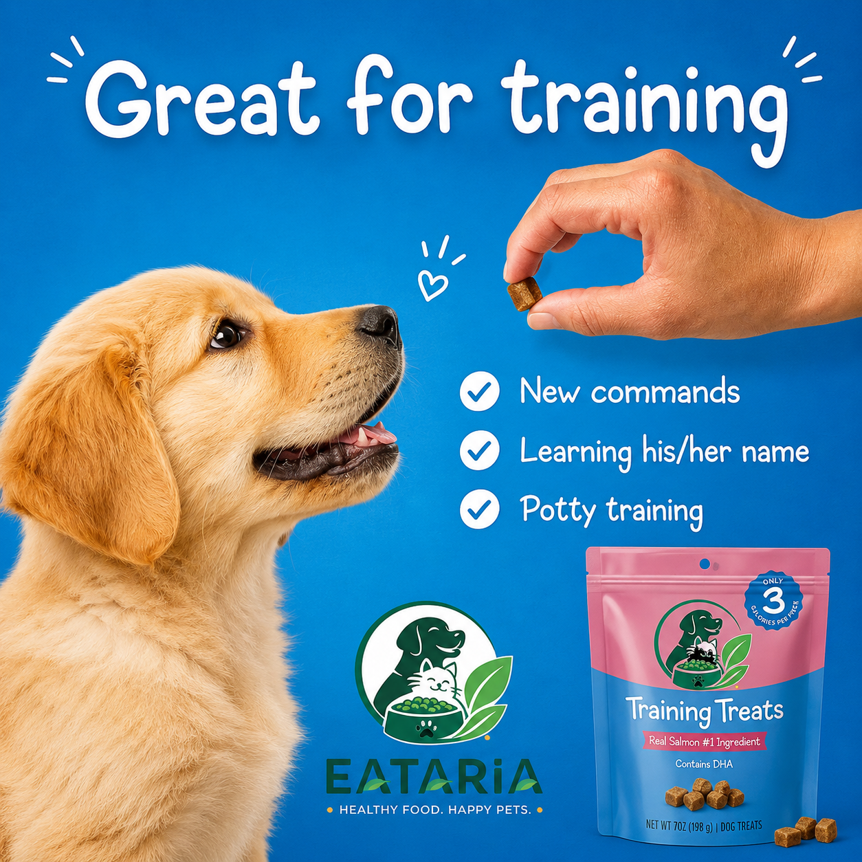 Eataria Puppy Training Treats Soft & Tasty Bites with Real Salmon