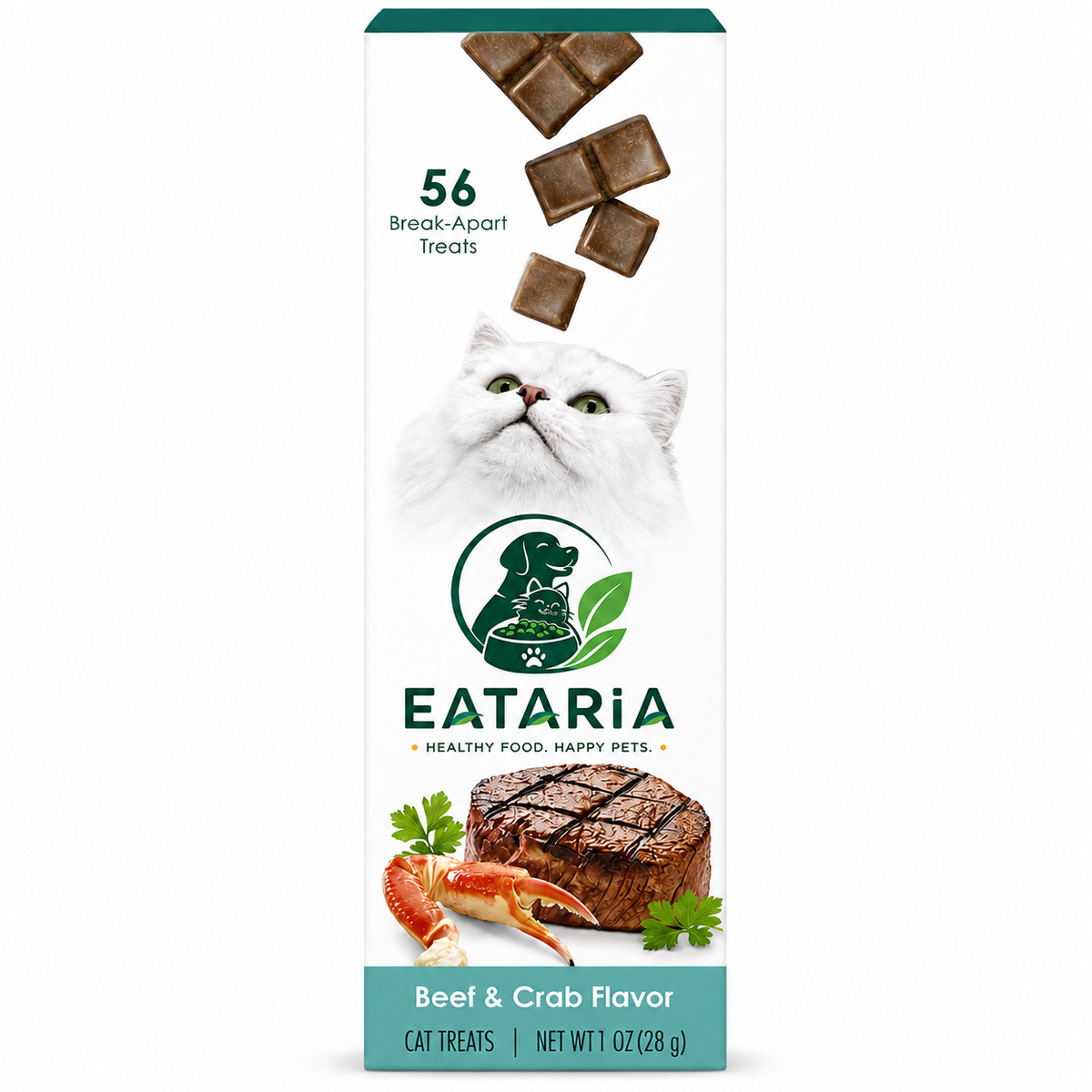 Eataria Break-Apart Cat Treats – Beef & Crab Flavor 56 Treats
