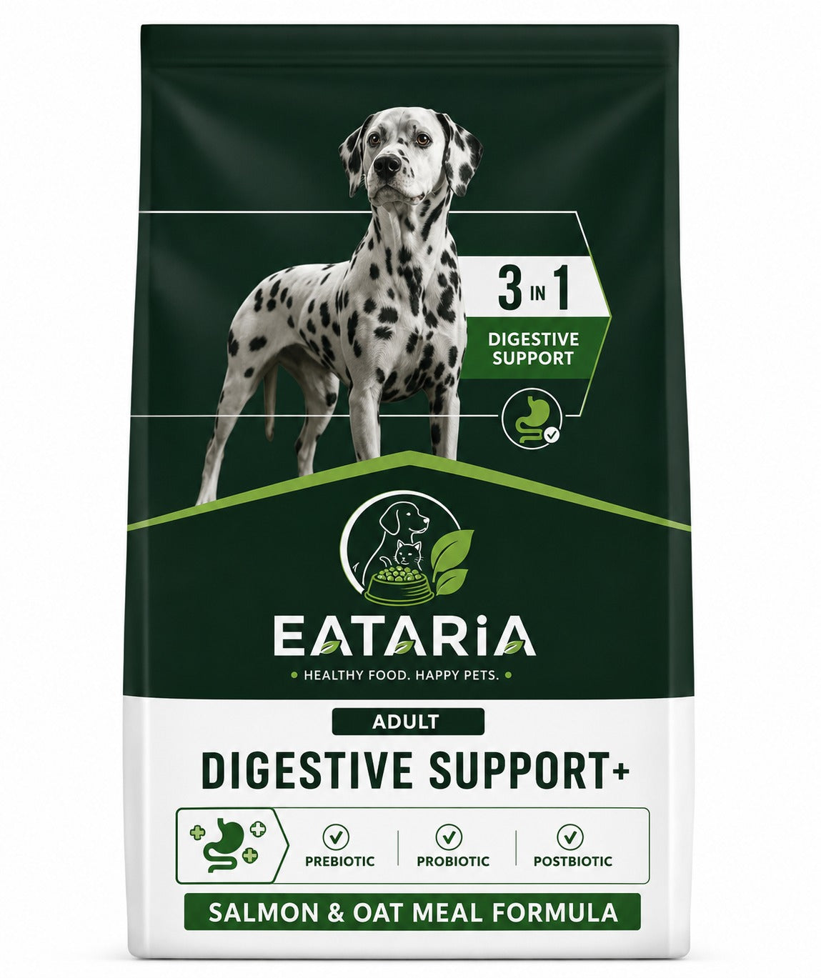 Eataria Adult Digestive Support+ Dry Dog Food – Salmon & Oat Meal Formula