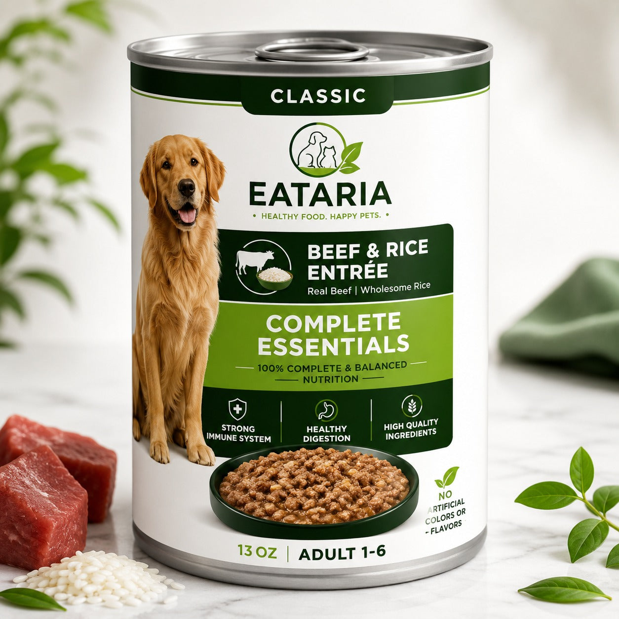 Eataria Classic Beef & Rice Entrée Wet Dog Food  Complete Essentials Adult Formula