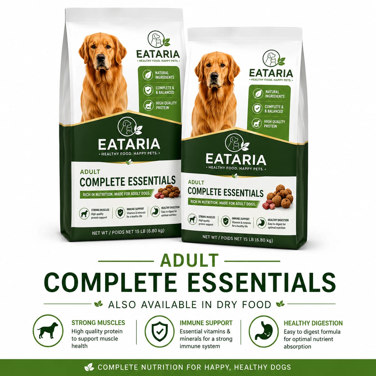 Eataria Complete Essentials Adult Wet Dog Food Beef & Vegetables Entrée in Gravy