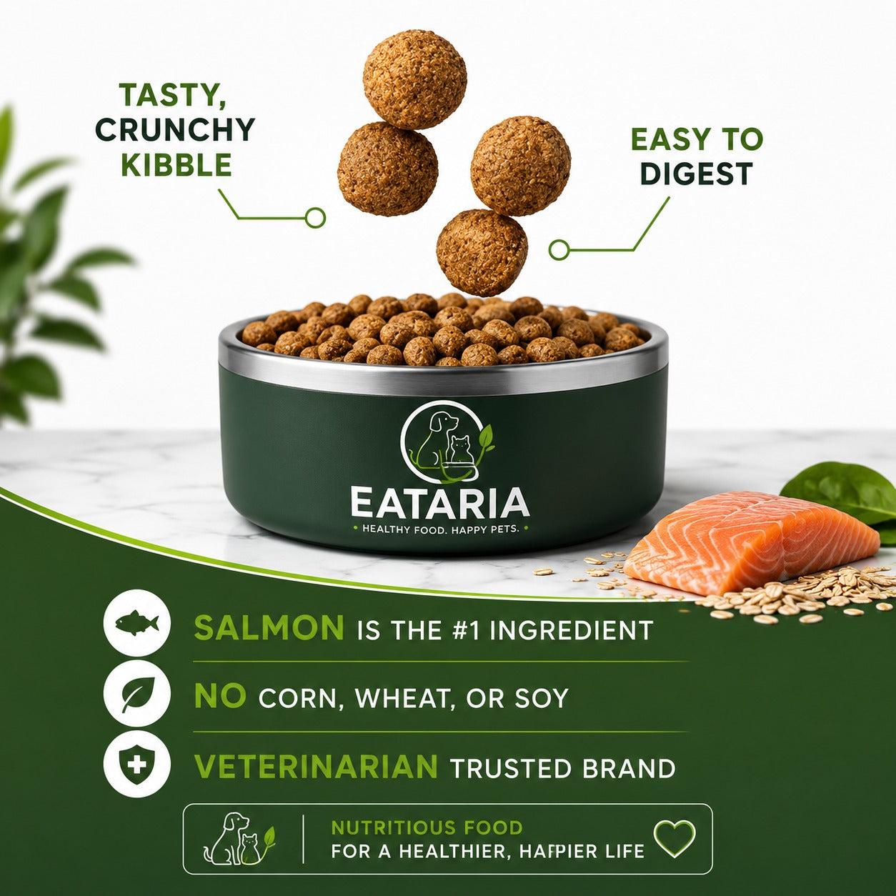 Eataria Small Breed Adult Digestive Support+ Dry Dog Food Salmon & Oat Meal Formula