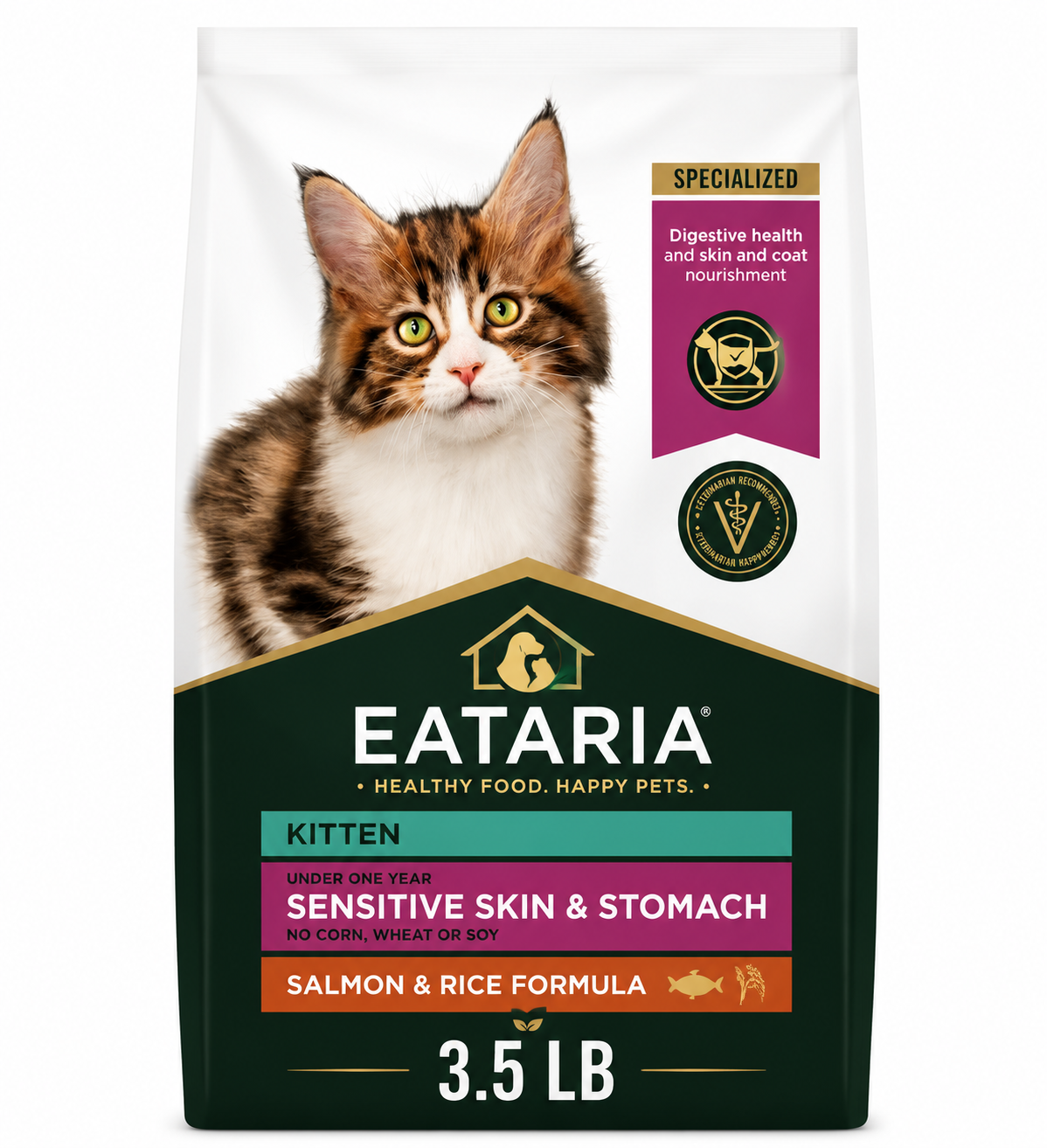 Eataria Kitten Sensitive Skin & Stomach Dry Cat Food Salmon & Rice Formula