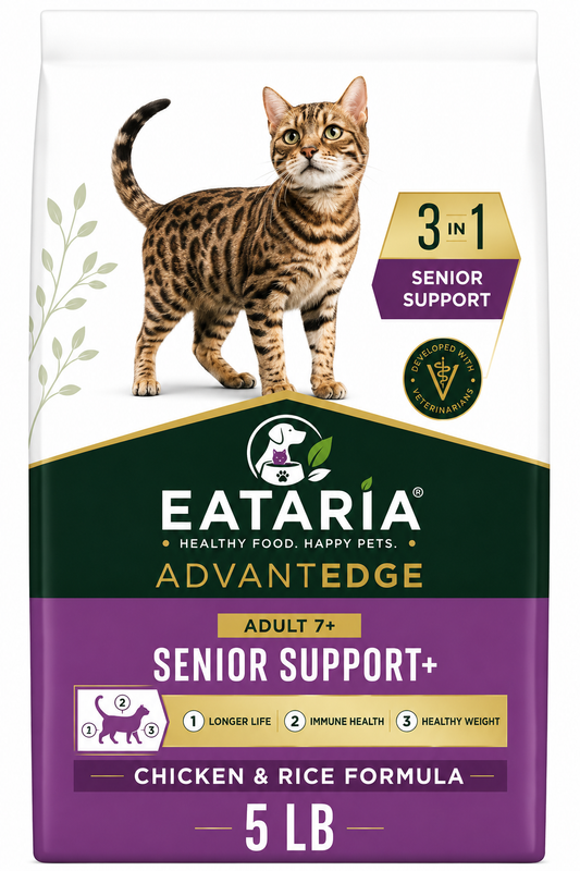 Eataria Advantedge Senior Support+ Adult 7+ Dry Cat Food – Chicken & Rice Formula
